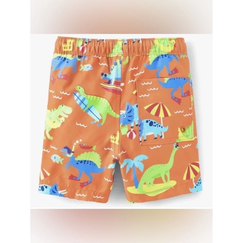 NWT Gymboree Orange Dino Dinosaur Beach Swim Trunks UPF 50+ Size 7